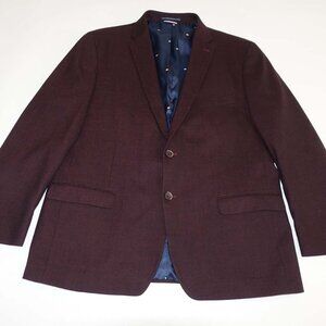 Tommy Hilfiger Mens Sport Coat Size 48 Regular Maroon Red Wool Blend Slim Jacket